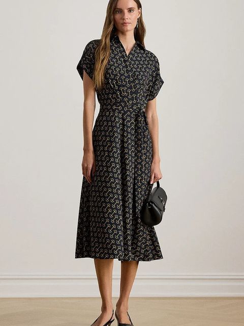 Lauren Ralph Lauren sukienka kolor granatowy midi rozkloszowana 200P03557 - zdjęcie produktu nr 1