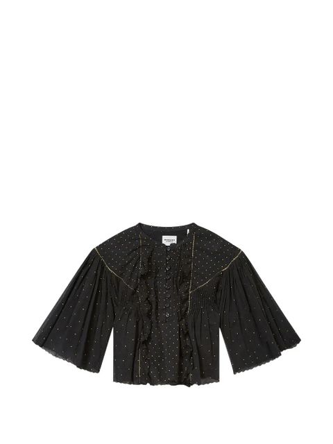 MARANT ÉTOILE Veenia ruffled dotted blouse - Black - zdjęcie produktu nr 1