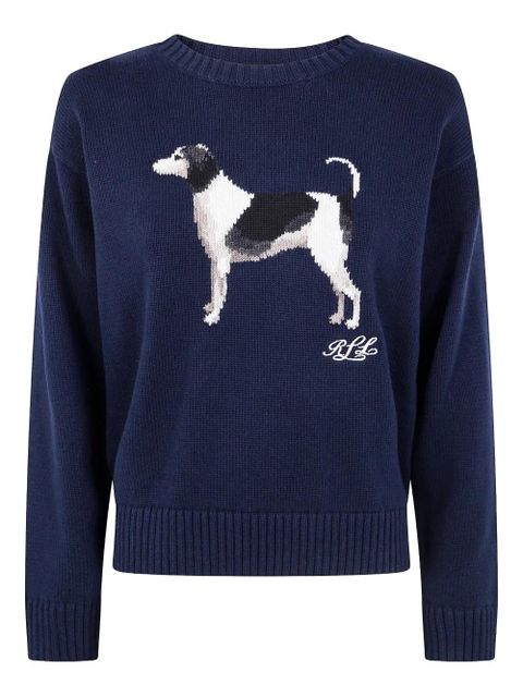 Lauren Ralph Lauren dog-embroidered crew-neck sweater - Blue - zdjęcie produktu nr 1