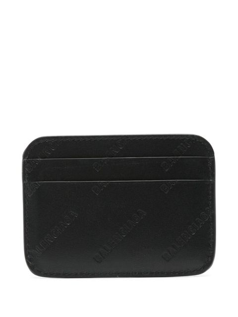 Balenciaga logo-debossed leather cardholder - Black