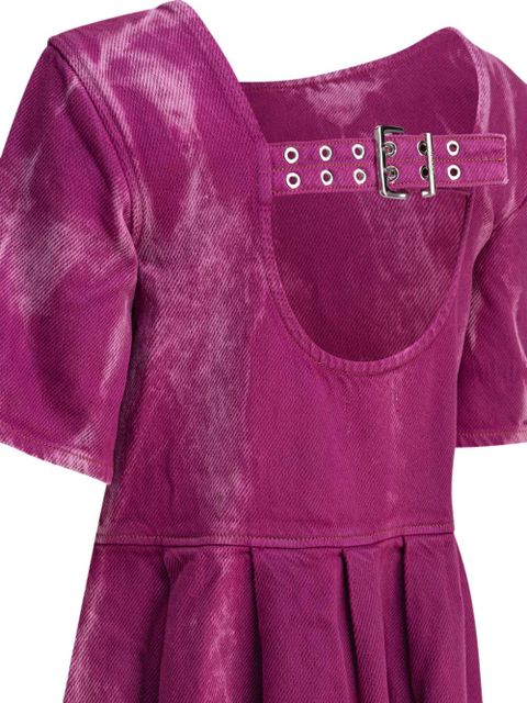 GANNI buckle-fastening pleated midi dress - Pink