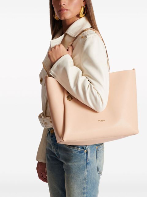 Balmain Embleme leather tote bag - Neutrals