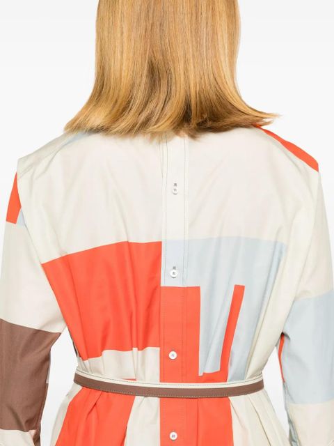 FENDI FF Puzzle-print cotton shirt dress - Neutrals