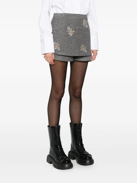 Maje floral-embellished layered skorts - Grey