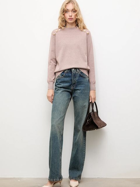 Answear.LAB sweter z kaszmirem damski kolor beżowy z półgolfem - zdjęcie produktu nr 2