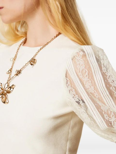 TWINSET lace-sleeve top - Neutrals