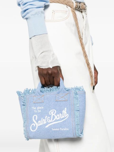 MC2 Saint Barth mini Vanity frayed logo-print tote bag - Blue - zdjęcie produktu nr 2