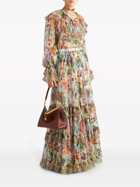 ETRO ruffled floral-print silk shirt - Green - zdjęcie produktu nr 2