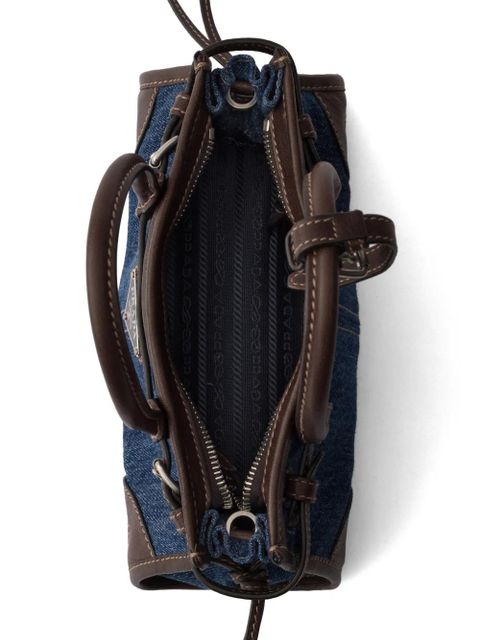 Prada Bonnie small denim and leather handbag - Blue