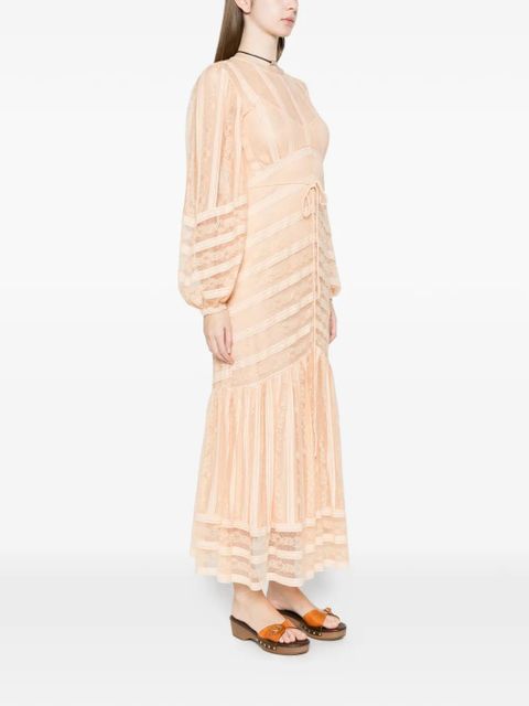 TWINSET lace striped midi dress - Pink