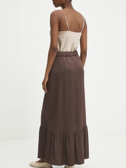 Answear.LAB spódnica kolor brązowy maxi rozkloszowana