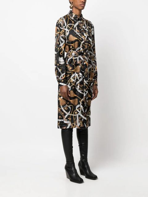 Moschino graphic-print silk midi dress - Black