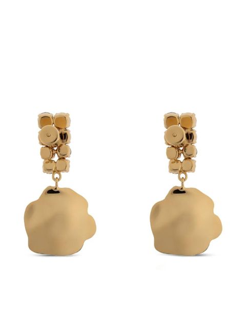 Marni crystal-embellished flower-motif drop earrings - Gold