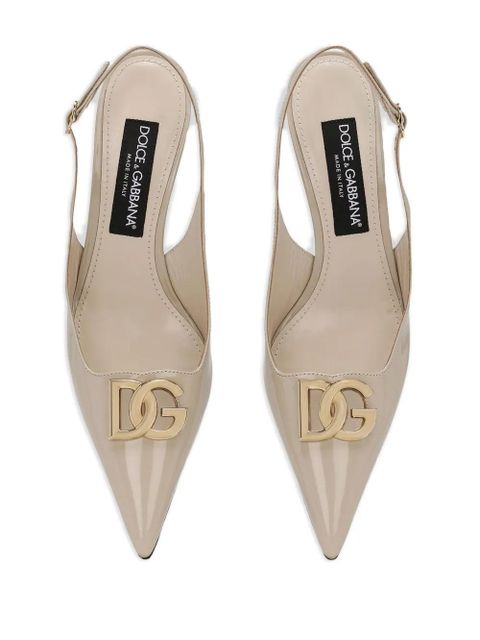 Dolce & Gabbana 60mm logo-plaque slingback pumps - Neutrals
