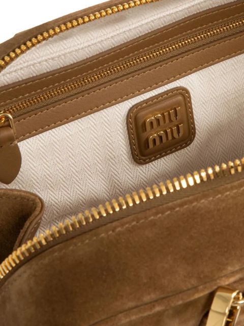 Miu Miu padded suede clutch bag - Brown