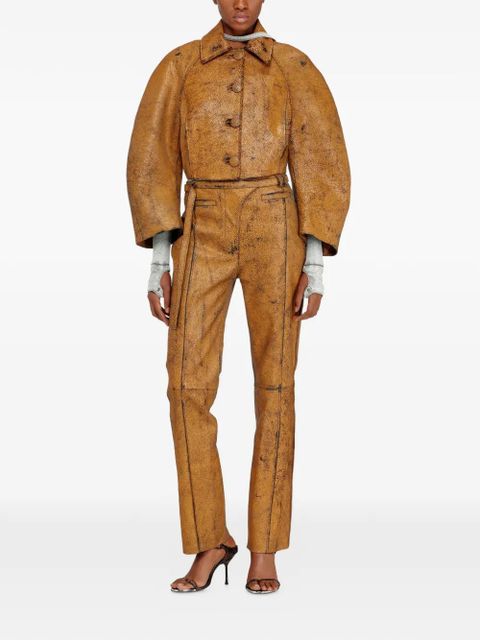 Diesel L-Raya cocoon-sleeve cropped leather jacket - Brown - zdjęcie produktu nr 2