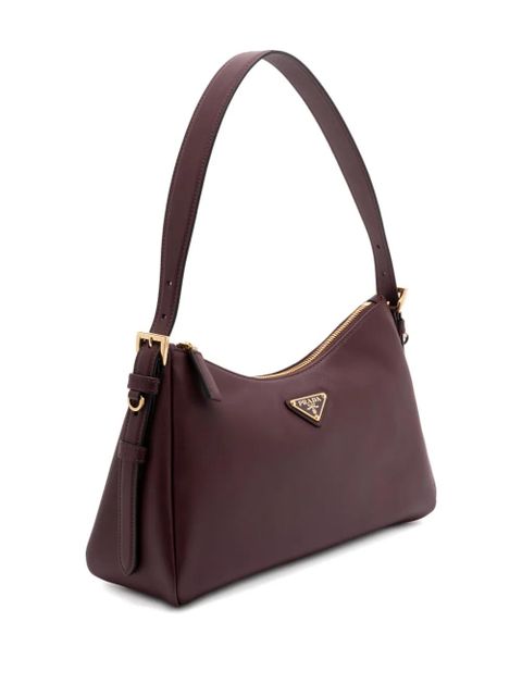 Prada enamel triangle logo tote bag - Red