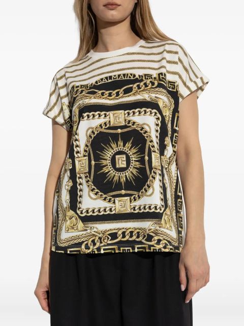 Balmain baroque-pattern T-shirt - Black