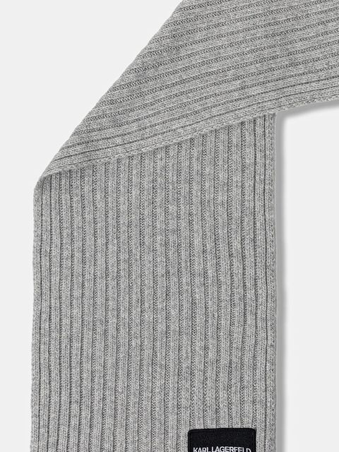 Karl Lagerfeld Jeans szalik z domieszką wełny kolor szary melanżowy A4W33084 - zdjęcie produktu nr 2