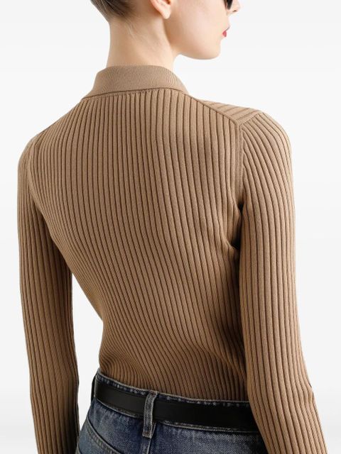 Dolce & Gabbana ribbed polo top - Neutrals