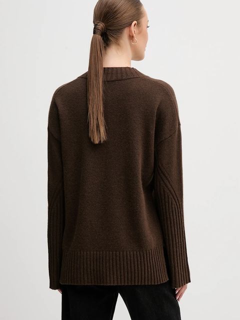 United Colors of Benetton sweter z dodatkiem wełny damski kolor brązowy 1244D403A - zdjęcie produktu nr 2