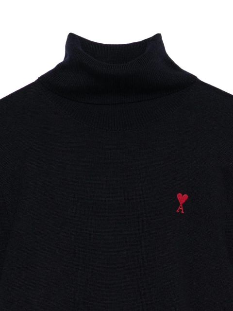 AMI Paris heart-logo turtleneck sweater - Black