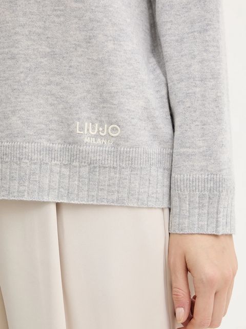 Liu Jo sweter wełniany damski kolor szary lekki z golfem TF5179.MS026