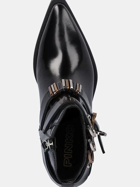 Pinko botki skórzane Tex 13 damskie kolor czarny na słupku SD0343P114Z99