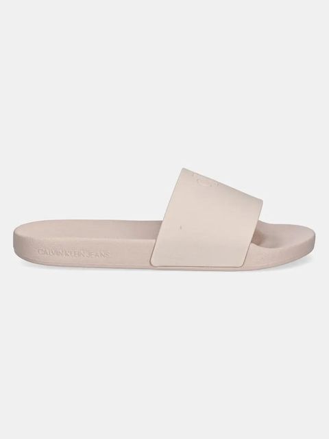 Calvin Klein Jeans klapki SLIDE MONOGRAM TPU damskie kolor beżowy YW0YW01715