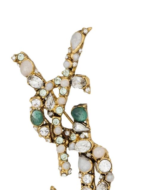 Saint Laurent Cassandre crystal-embellished brooch - Gold - zdjęcie produktu nr 2
