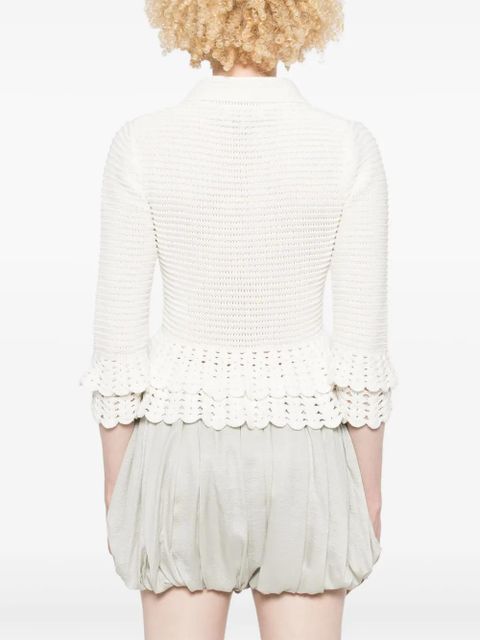Chloé ruffled-hem crochet cardigan - White