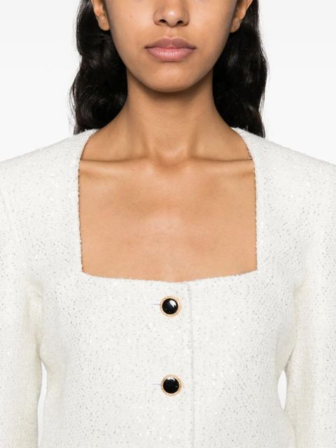 Alessandra Rich sequin-design tweed jacket - White