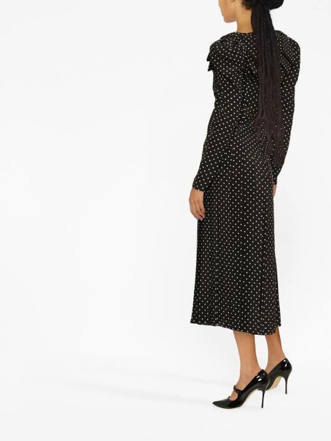 Alessandra Rich mutton-sleeve polka dot-print midi dress - Black