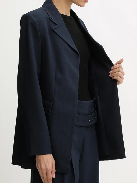 Stine Goya marynarka kolor granatowy jednorzędowa wzorzysta SG-AW25-J060-2435