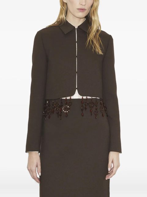 Tory Burch beaded crepe jacket - Brown