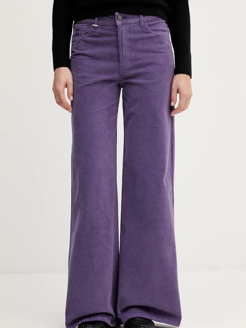 United Colors of Benetton spodnie damskie kolor fioletowy szerokie high waist 41ULDE029 - zdjęcie produktu nr 1