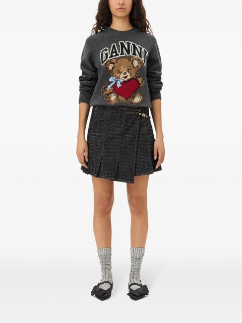 GANNI embroidered logo jumper - Grey