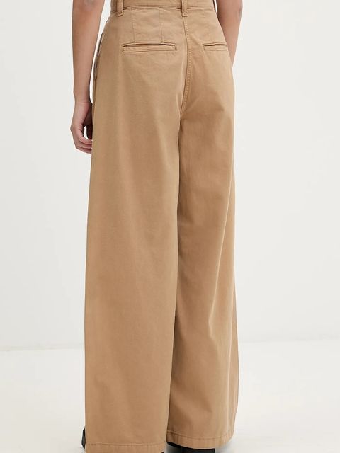 Tommy Jeans spodnie bawełniane damskie kolor zielony szerokie high waist DW0DW22634