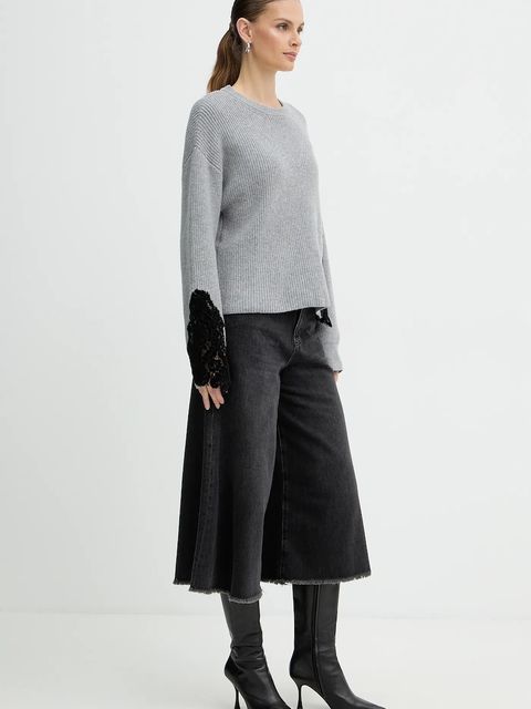 Pinko sweter z dodatkiem wełny damski kolor szary 105505 A2R1 - zdjęcie produktu nr 2