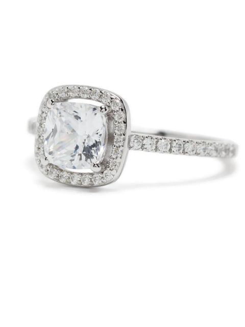 APM Monaco small Square pavé ring - Silver