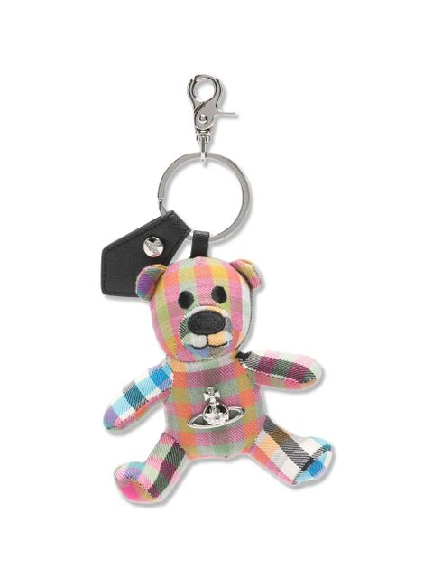 Vivienne Westwood checked teddy-bear keyring - Pink - zdjęcie produktu nr 1