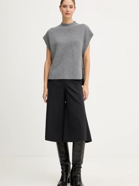 United Colors of Benetton kamizelka z dodatkiem wełny damski kolor szary z półgolfem 1244D10EF - zdjęcie produktu nr 2