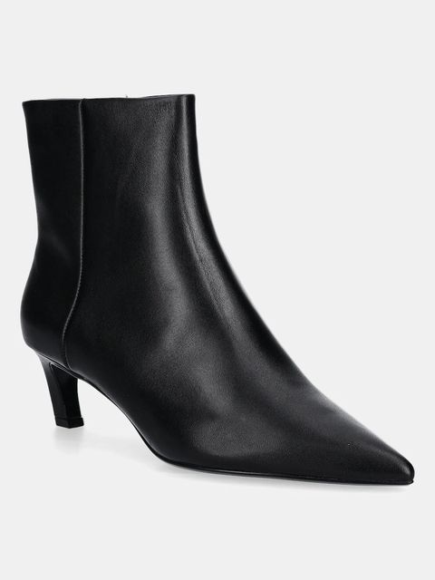 Calvin Klein botki skórzane ESS KITTEN HEEL ANKLE BOOT kolor czarny na szpilce HW0HW02586 - zdjęcie produktu nr 1