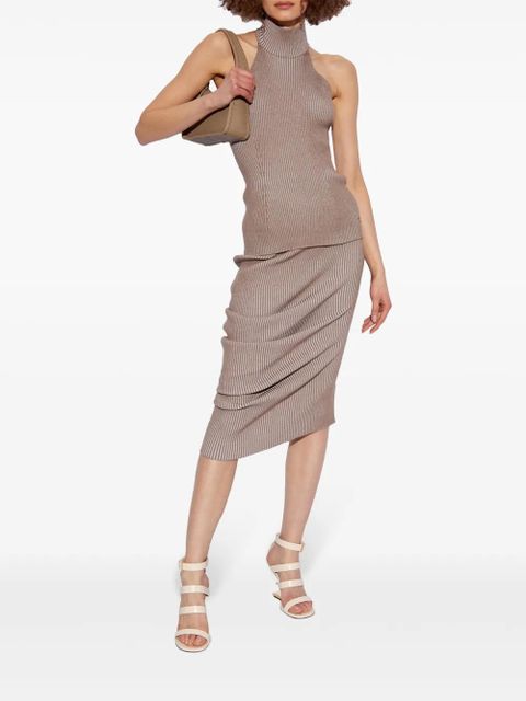 FENDI rib-knit wool pencil skirt - Brown