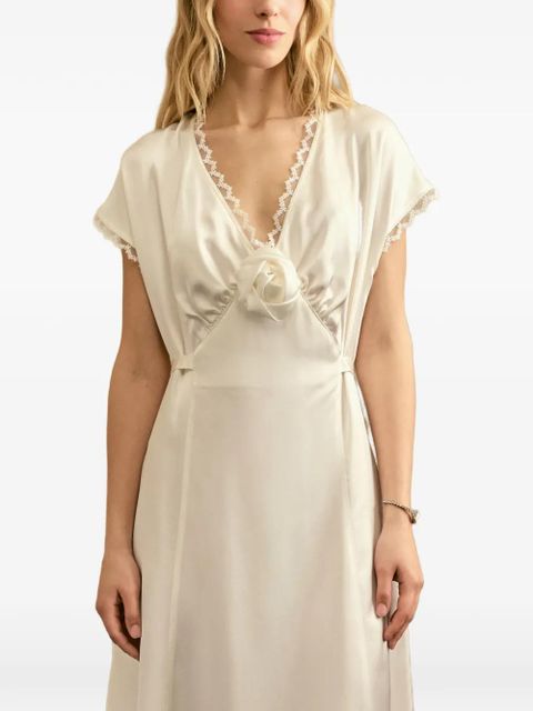 Sleeper Genus Rosa lace-trim satin midi dress - Neutrals