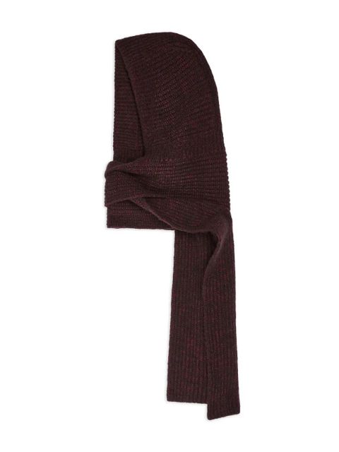 DRIES VAN NOTEN hooded-ribbed scarf - Red - zdjęcie produktu nr 1