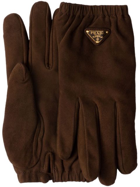 Prada triangle-logo gloves - Brown - zdjęcie produktu nr 1