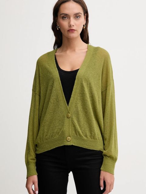 United Colors of Benetton kardigan z wełną damski kolor zielony lekki 109PD6056 - zdjęcie produktu nr 1