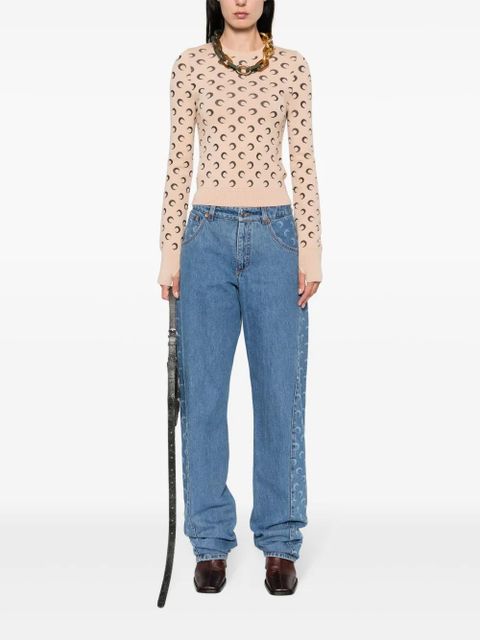 Marine Serre Crescent-Moon-jacquard jumper - Neutrals - zdjęcie produktu nr 2