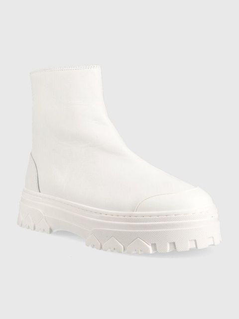 Patrizia Pepe botki skórzane damskie kolor biały na platformie 8Y0016 L011 W338